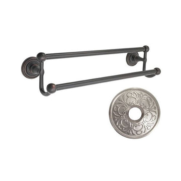 Emtek 30" Traditional Brass Double Towel Bar w/Lancaster Rosette